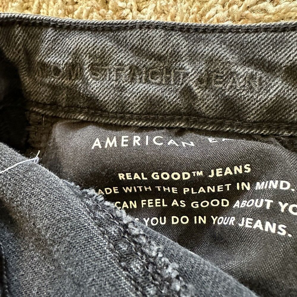 American Eagle Womens Size 8 Black Mom Straight Jean Distressed Denim‎ - Picture 5 of 6